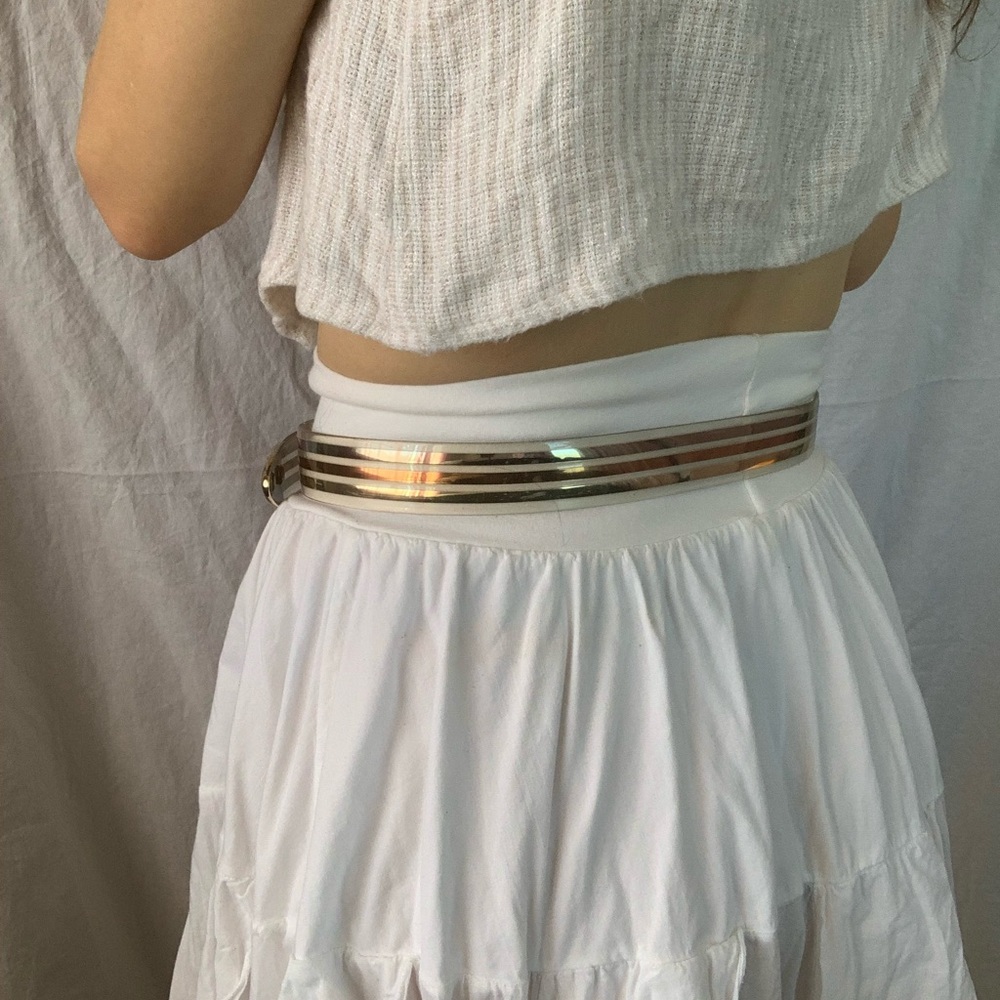 Vintage western plastic gold striped see through belt - Picture 3 of 9